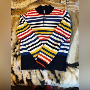 Vintage Y2K Tommy Hilfiger Striped Sweater Sz XL Striped Logo Crew Neck Waist